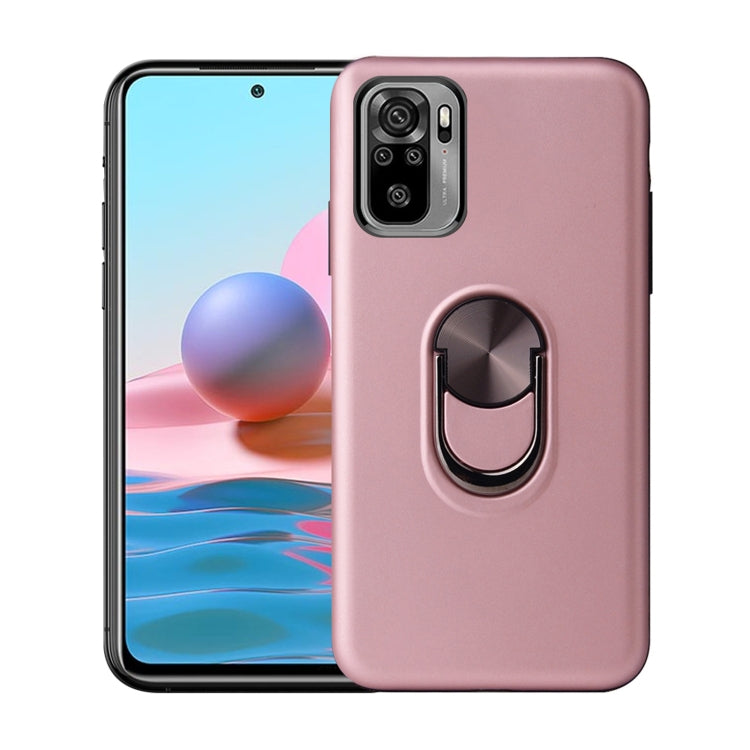 For Xiaomi Redmi Note 10 4G 360 Rotary Multifunctional Stent PC+TPU Case with Magnetic Invisible Holder