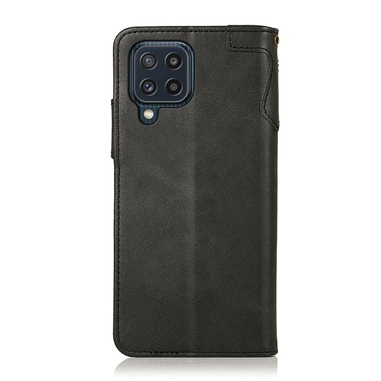For Samsung Galaxy M32 KHAZNEH Dual-Splicing Cowhide Texture Horizontal Flip Leather Case with Holder & Card Slots & Wallet & Photo Frame & Lanyard