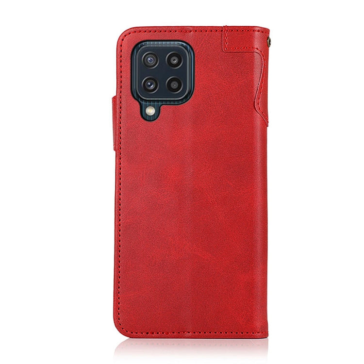 For Samsung Galaxy M32 KHAZNEH Dual-Splicing Cowhide Texture Horizontal Flip Leather Case with Holder & Card Slots & Wallet & Photo Frame & Lanyard