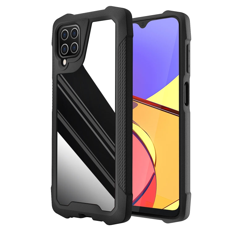 For Samsung Galaxy A12 5G Stainless Steel Metal PC Back Cover + TPU Heavy Duty Armor Shockproof Case