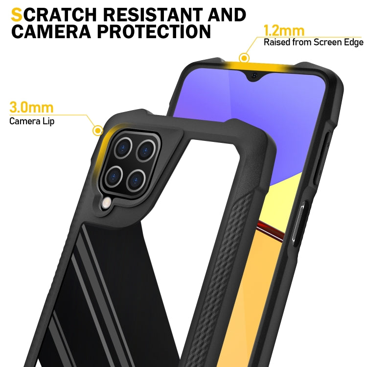 For Samsung Galaxy A12 5G Stainless Steel Metal PC Back Cover + TPU Heavy Duty Armor Shockproof Case
