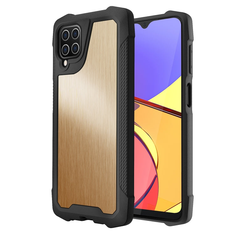 For Samsung Galaxy A12 5G Stainless Steel Metal PC Back Cover + TPU Heavy Duty Armor Shockproof Case