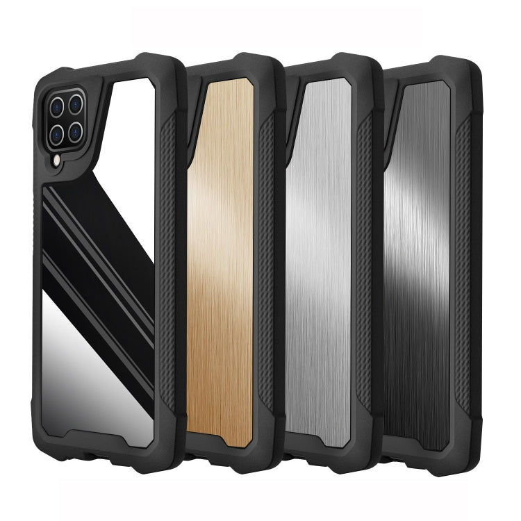 For Samsung Galaxy A12 5G Stainless Steel Metal PC Back Cover + TPU Heavy Duty Armor Shockproof Case