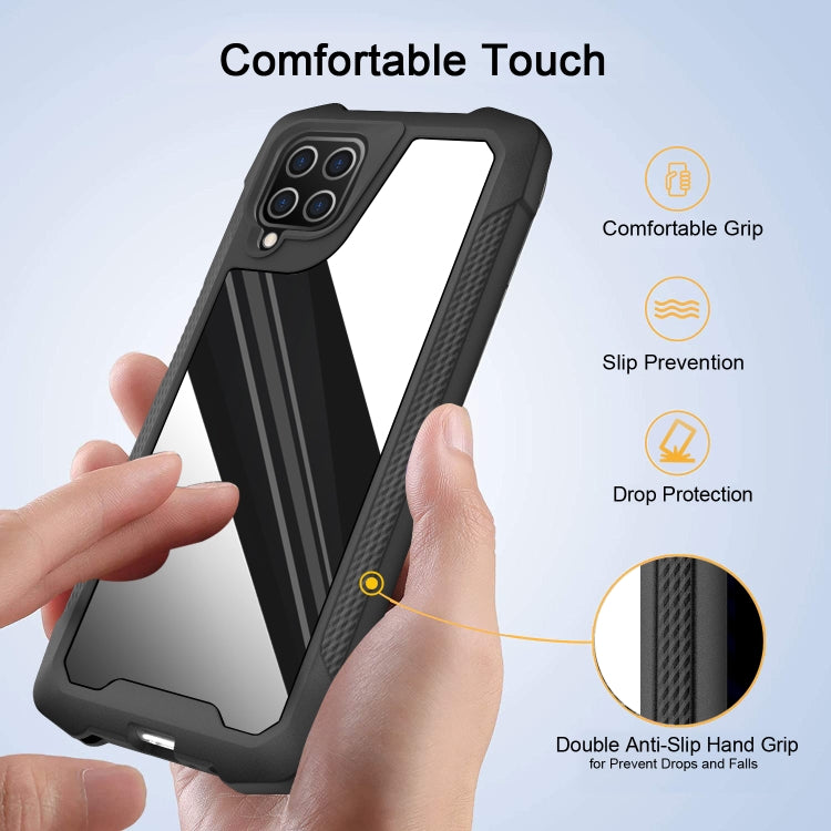 For Samsung Galaxy A12 5G Stainless Steel Metal PC Back Cover + TPU Heavy Duty Armor Shockproof Case