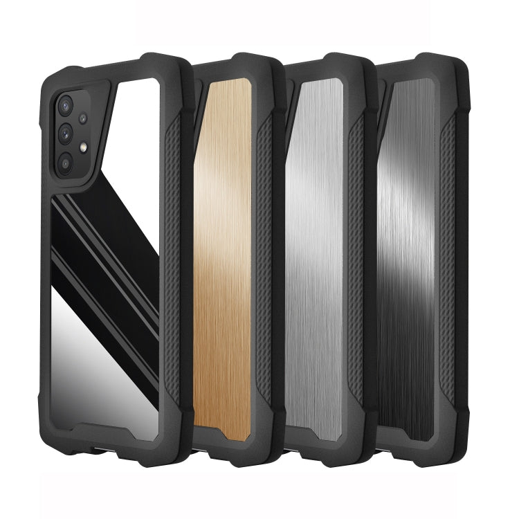 For Samsung Galaxy A32 4G Stainless Steel Metal PC Back Cover + TPU Heavy Duty Armor Shockproof Case