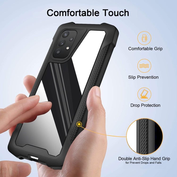 For Samsung Galaxy A32 4G Stainless Steel Metal PC Back Cover + TPU Heavy Duty Armor Shockproof Case