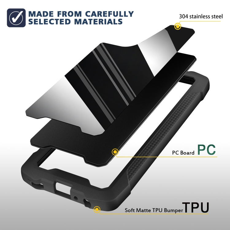 For Samsung Galaxy A32 4G Stainless Steel Metal PC Back Cover + TPU Heavy Duty Armor Shockproof Case