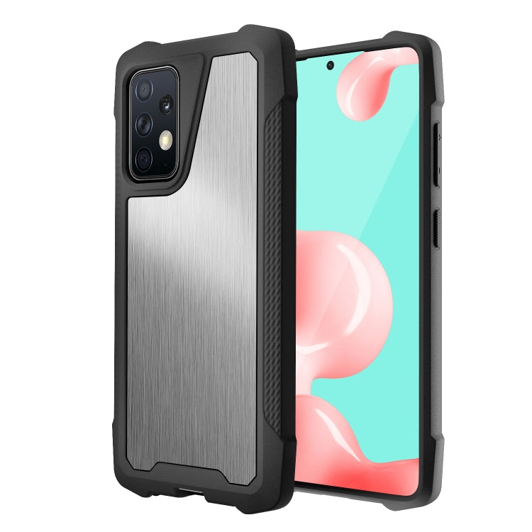 For Samsung Galaxy A52 5G / 4G Stainless Steel Metal PC Back Cover + TPU Heavy Duty Armor Shockproof Case