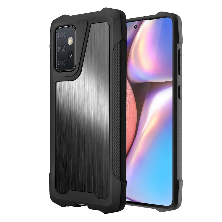 For Samsung Galaxy A72 5G / 4G Stainless Steel Metal PC Back Cover + TPU Heavy Duty Armor Shockproof Case