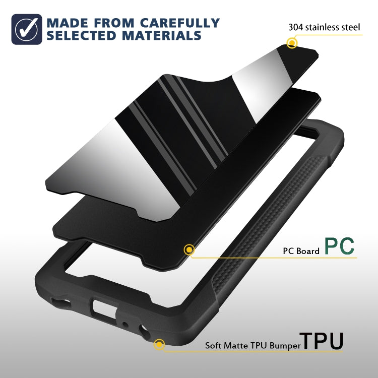 For Samsung Galaxy A72 5G / 4G Stainless Steel Metal PC Back Cover + TPU Heavy Duty Armor Shockproof Case