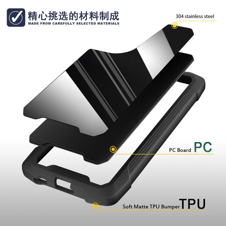 For Samsung Galaxy S21 5G Stainless Steel Metal PC Back Cover + TPU Heavy Duty Armor Shockproof Case