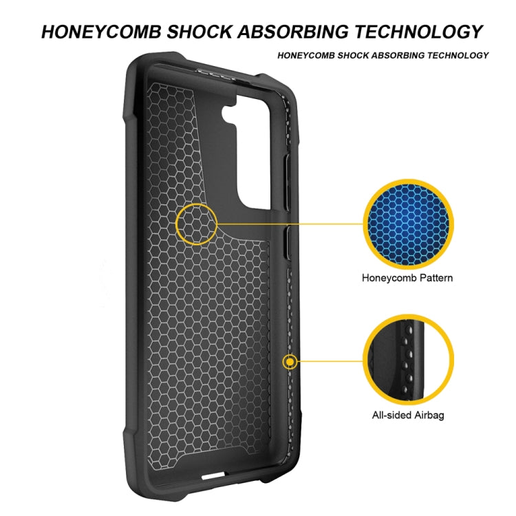 For Samsung Galaxy S21 5G Stainless Steel Metal PC Back Cover + TPU Heavy Duty Armor Shockproof Case