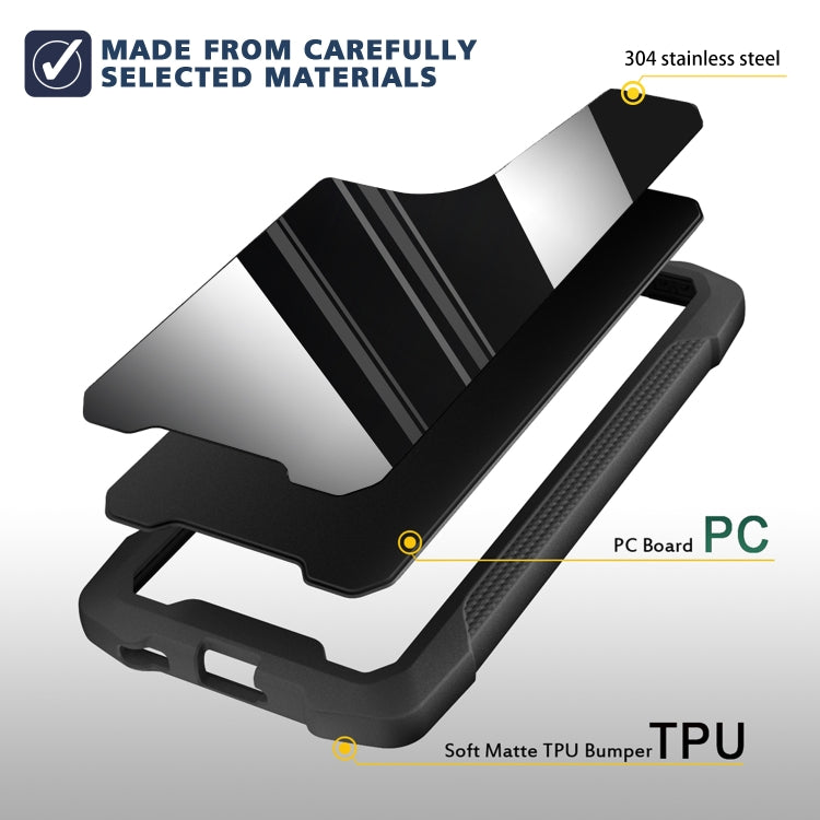For Samsung Galaxy S21 Ultra 5G Stainless Steel Metal PC Back Cover + TPU Heavy Duty Armor Shockproof Case