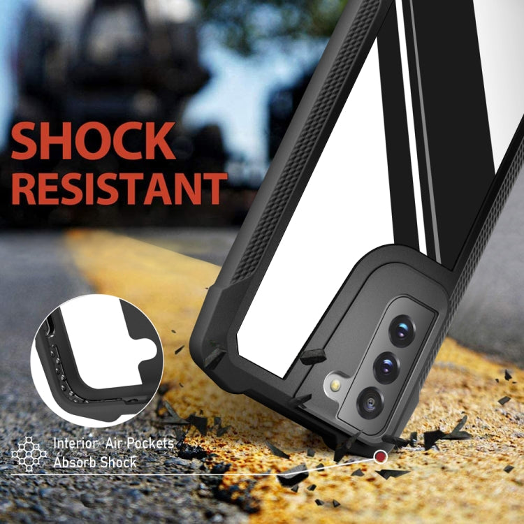 For Samsung Galaxy S21+ 5G Stainless Steel Metal PC Back Cover + TPU Heavy Duty Armor Shockproof Case