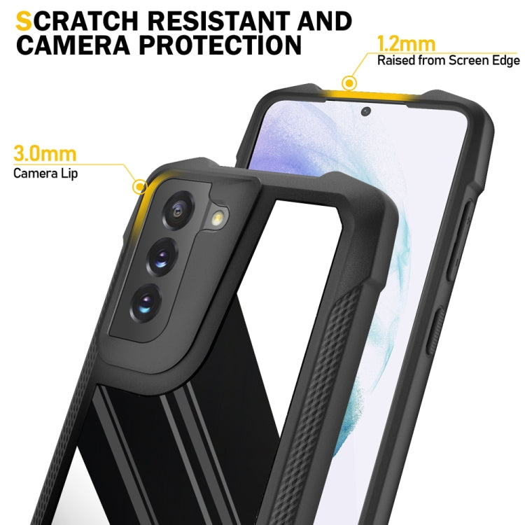 For Samsung Galaxy S21+ 5G Stainless Steel Metal PC Back Cover + TPU Heavy Duty Armor Shockproof Case
