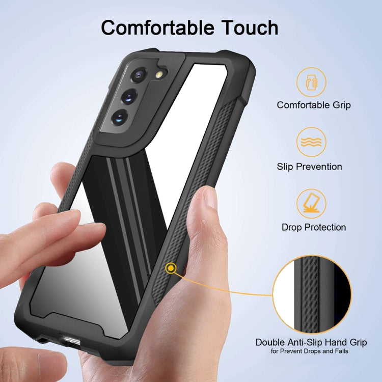 For Samsung Galaxy S21+ 5G Stainless Steel Metal PC Back Cover + TPU Heavy Duty Armor Shockproof Case