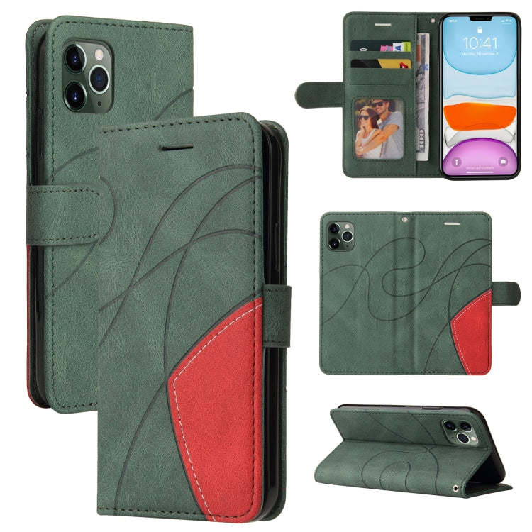 For iPhone 11 Pro Dual-color Splicing Horizontal Flip PU Leather Case with Holder & Card Slots & Wallet