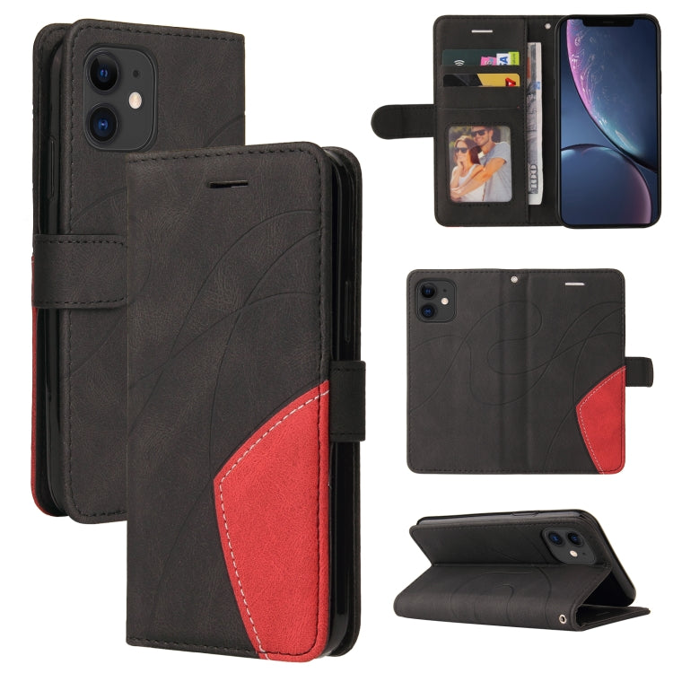 For iPhone 11 Dual-color Splicing Horizontal Flip PU Leather Case with Holder & Card Slots & Wallet