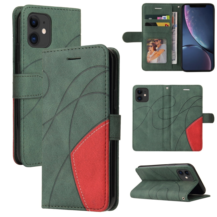 For iPhone 11 Dual-color Splicing Horizontal Flip PU Leather Case with Holder & Card Slots & Wallet