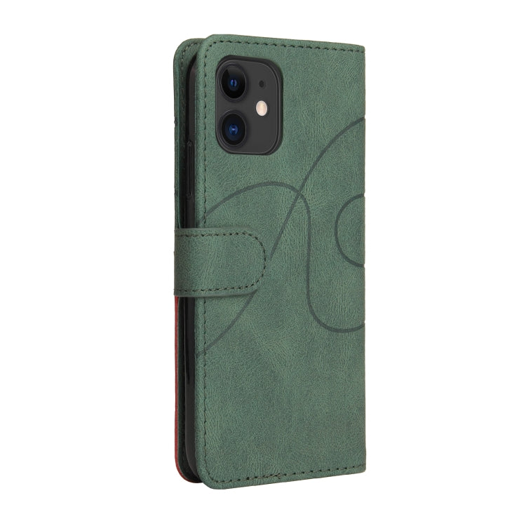 For iPhone 11 Dual-color Splicing Horizontal Flip PU Leather Case with Holder & Card Slots & Wallet