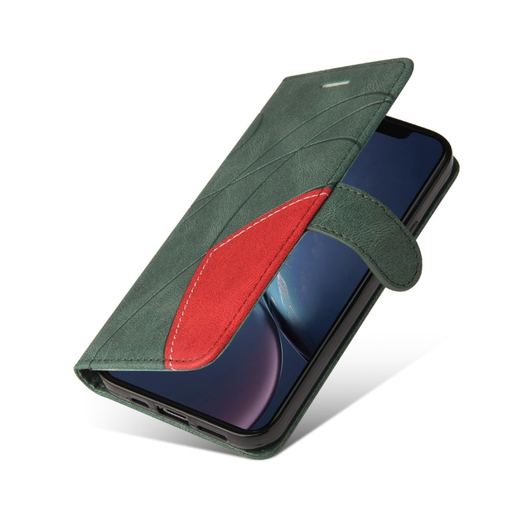 For iPhone 11 Dual-color Splicing Horizontal Flip PU Leather Case with Holder & Card Slots & Wallet