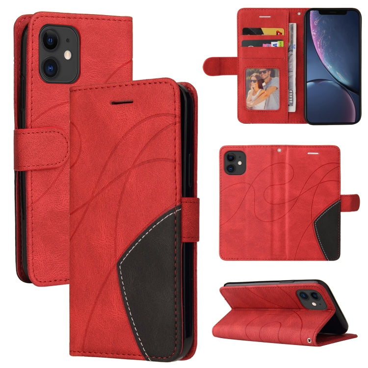 For iPhone 11 Dual-color Splicing Horizontal Flip PU Leather Case with Holder & Card Slots & Wallet