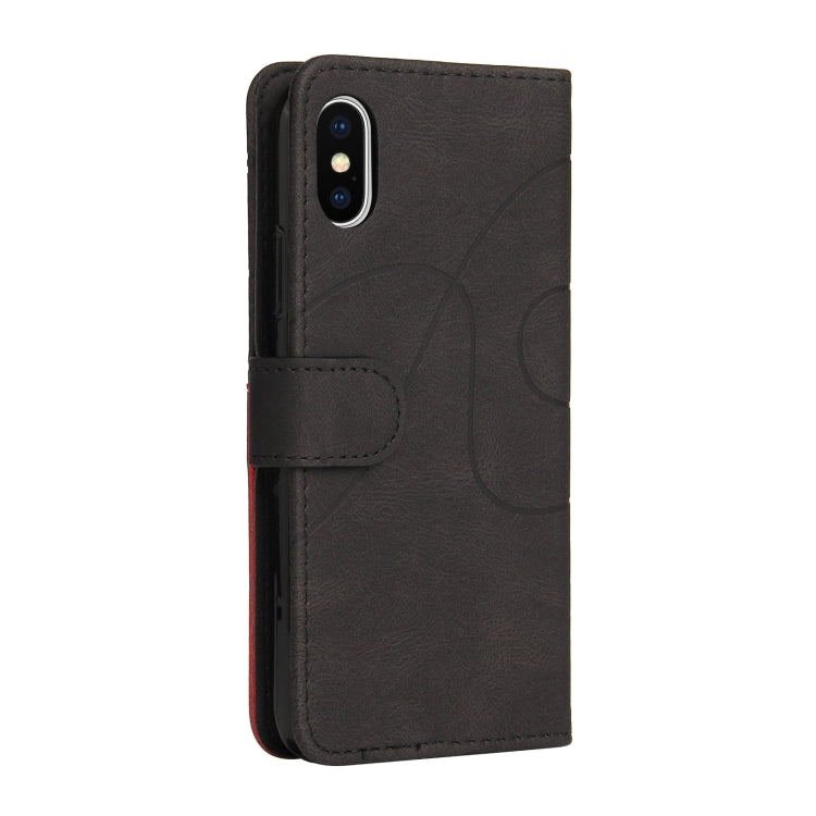 For iPhone X / XS Dual-color Splicing Horizontal Flip PU Leather Case with Holder & Card Slots & Wallet