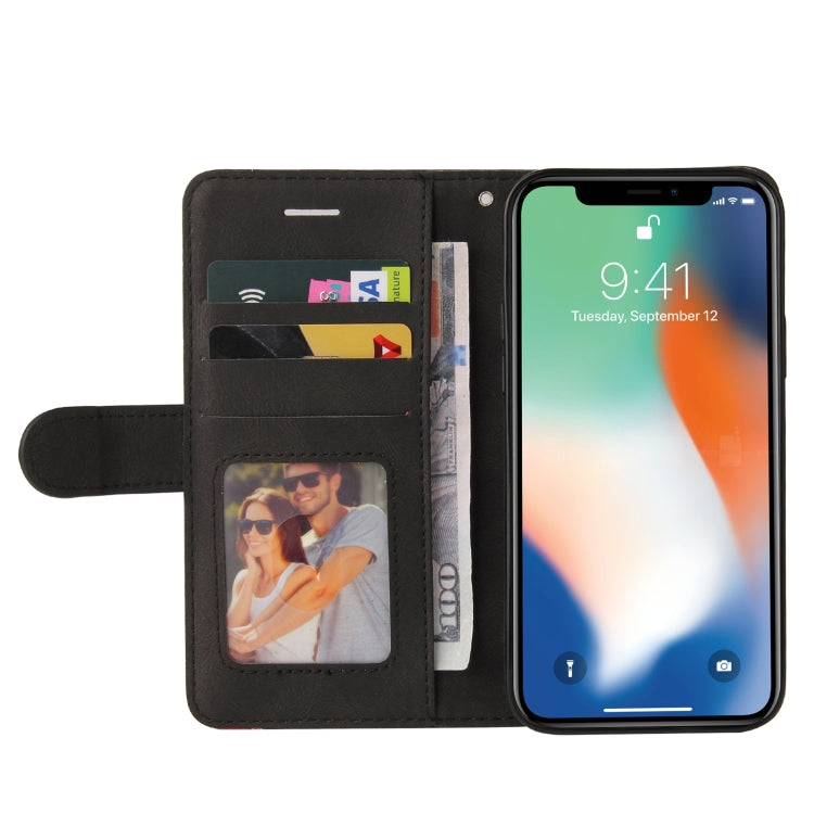 For iPhone X / XS Dual-color Splicing Horizontal Flip PU Leather Case with Holder & Card Slots & Wallet