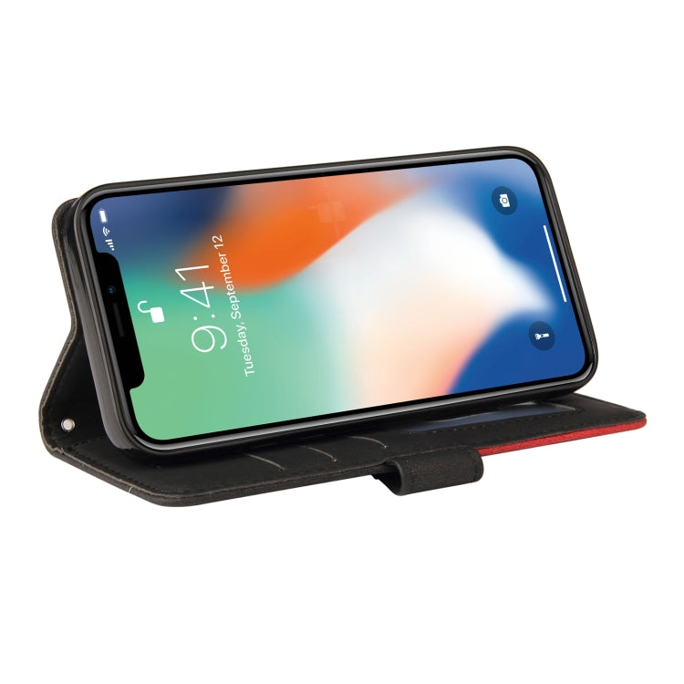For iPhone X / XS Dual-color Splicing Horizontal Flip PU Leather Case with Holder & Card Slots & Wallet