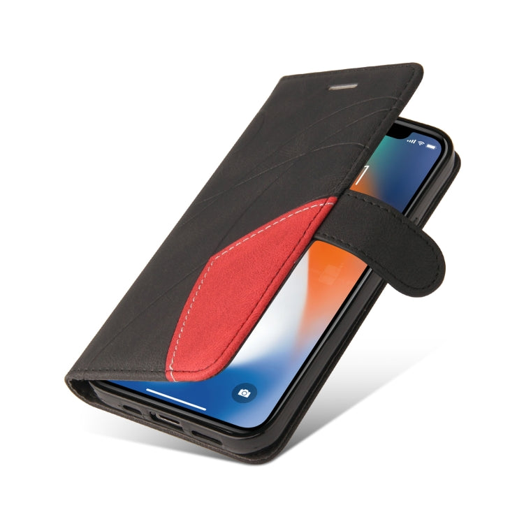 For iPhone X / XS Dual-color Splicing Horizontal Flip PU Leather Case with Holder & Card Slots & Wallet