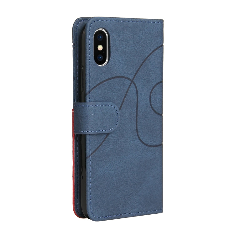 For iPhone X / XS Dual-color Splicing Horizontal Flip PU Leather Case with Holder & Card Slots & Wallet