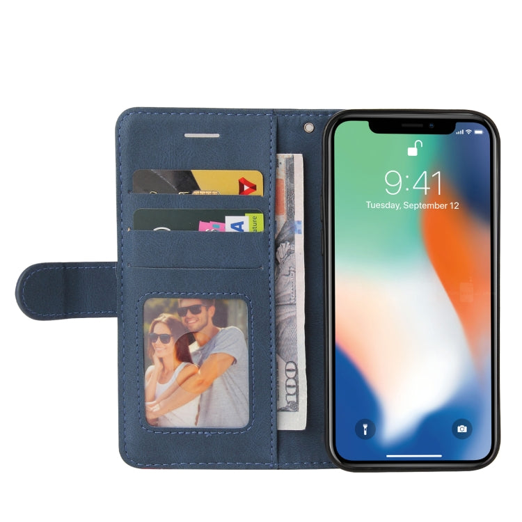 For iPhone X / XS Dual-color Splicing Horizontal Flip PU Leather Case with Holder & Card Slots & Wallet