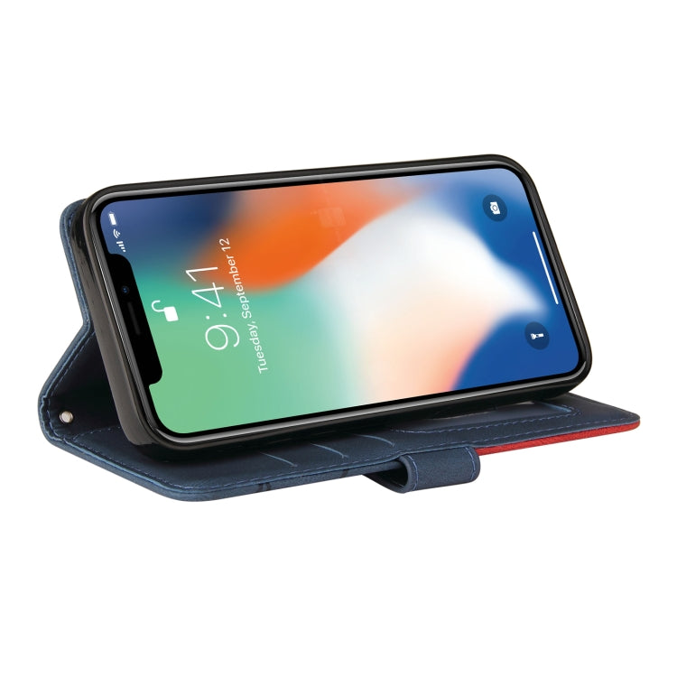 For iPhone X / XS Dual-color Splicing Horizontal Flip PU Leather Case with Holder & Card Slots & Wallet