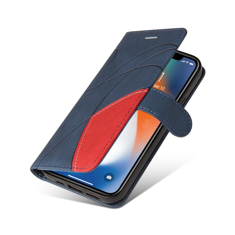 For iPhone X / XS Dual-color Splicing Horizontal Flip PU Leather Case with Holder & Card Slots & Wallet