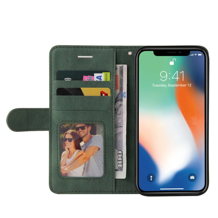 For iPhone X / XS Dual-color Splicing Horizontal Flip PU Leather Case with Holder & Card Slots & Wallet