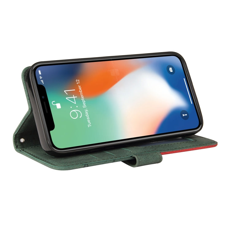 For iPhone X / XS Dual-color Splicing Horizontal Flip PU Leather Case with Holder & Card Slots & Wallet