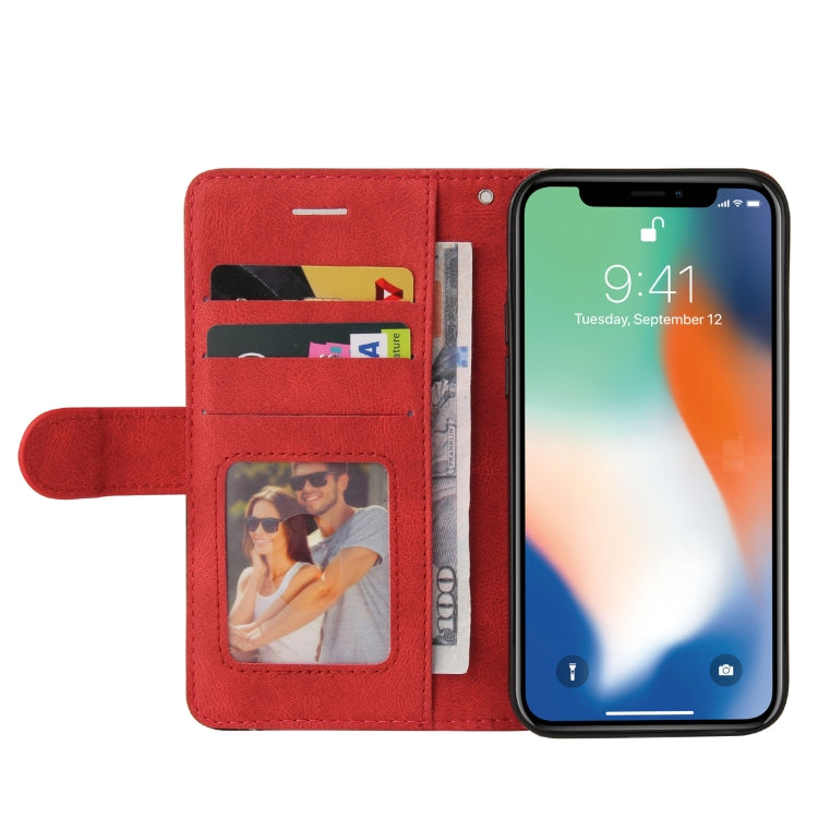 For iPhone X / XS Dual-color Splicing Horizontal Flip PU Leather Case with Holder & Card Slots & Wallet