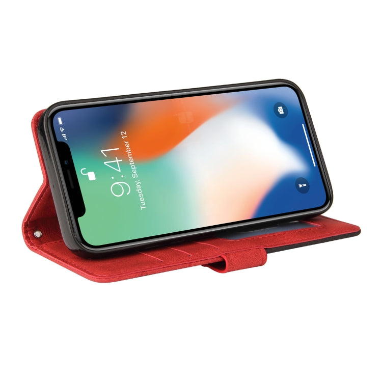 For iPhone X / XS Dual-color Splicing Horizontal Flip PU Leather Case with Holder & Card Slots & Wallet
