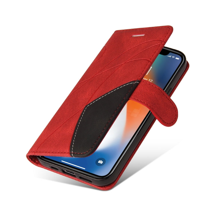 For iPhone X / XS Dual-color Splicing Horizontal Flip PU Leather Case with Holder & Card Slots & Wallet