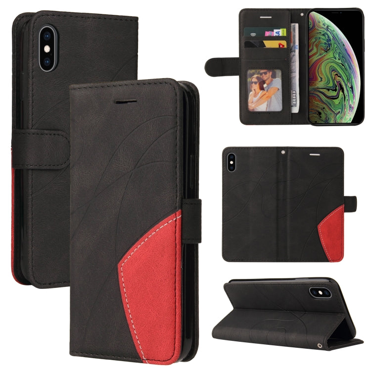 For iPhone XS Max Dual-color Splicing Horizontal Flip PU Leather Case with Holder & Card Slots & Wallet