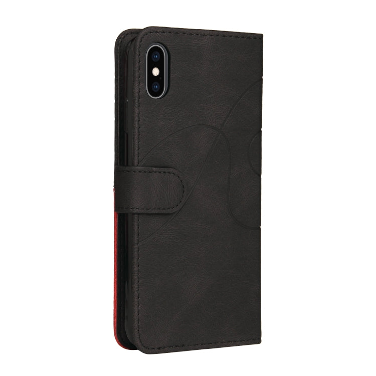 For iPhone XS Max Dual-color Splicing Horizontal Flip PU Leather Case with Holder & Card Slots & Wallet