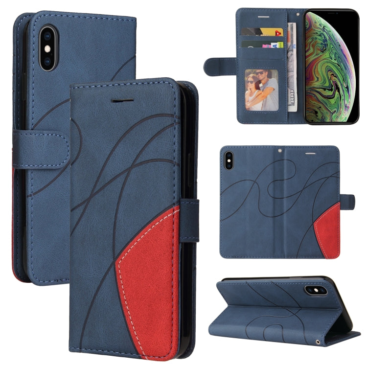 For iPhone XS Max Dual-color Splicing Horizontal Flip PU Leather Case with Holder & Card Slots & Wallet