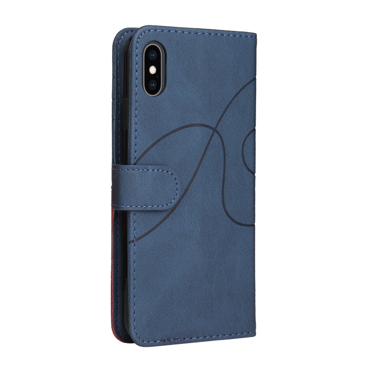 For iPhone XS Max Dual-color Splicing Horizontal Flip PU Leather Case with Holder & Card Slots & Wallet