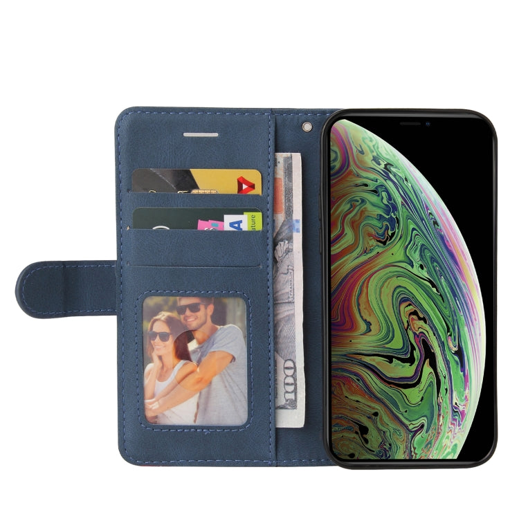 For iPhone XS Max Dual-color Splicing Horizontal Flip PU Leather Case with Holder & Card Slots & Wallet