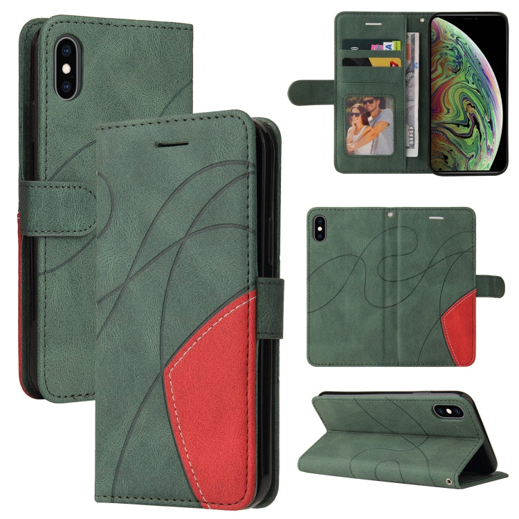 For iPhone XS Max Dual-color Splicing Horizontal Flip PU Leather Case with Holder & Card Slots & Wallet