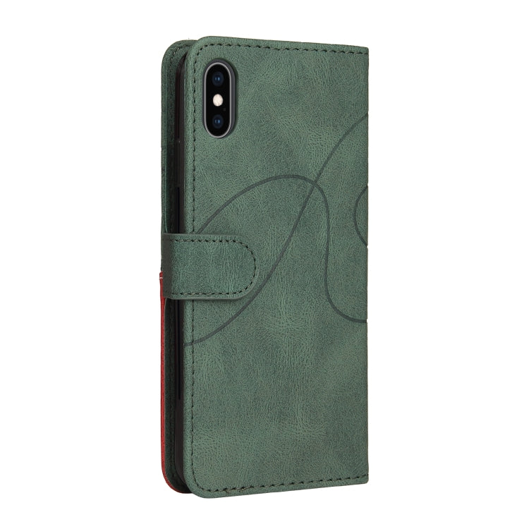 For iPhone XS Max Dual-color Splicing Horizontal Flip PU Leather Case with Holder & Card Slots & Wallet