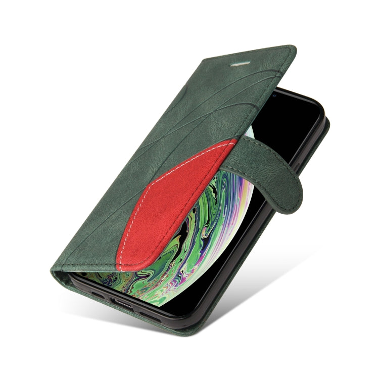 For iPhone XS Max Dual-color Splicing Horizontal Flip PU Leather Case with Holder & Card Slots & Wallet