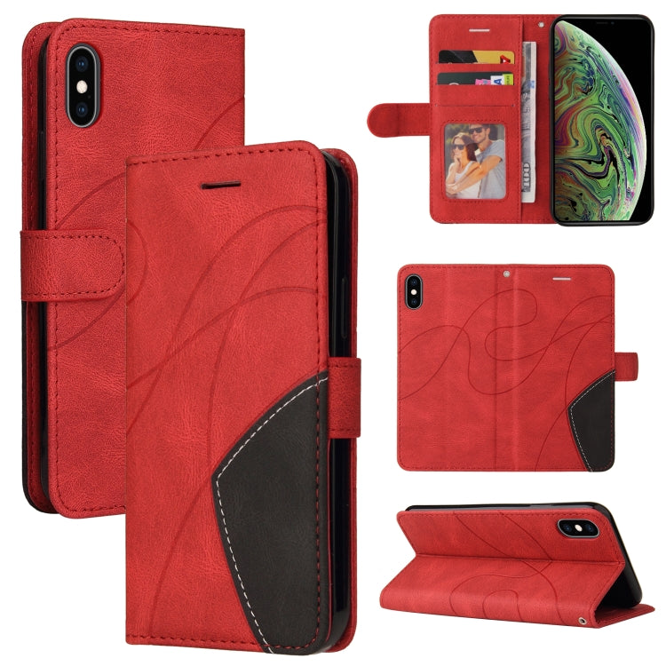 For iPhone XS Max Dual-color Splicing Horizontal Flip PU Leather Case with Holder & Card Slots & Wallet