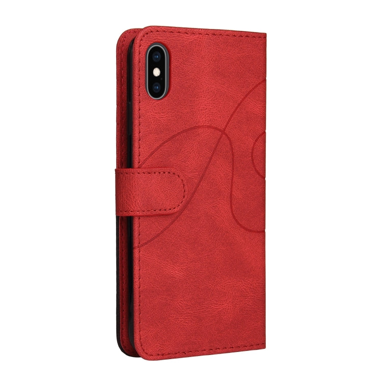 For iPhone XS Max Dual-color Splicing Horizontal Flip PU Leather Case with Holder & Card Slots & Wallet