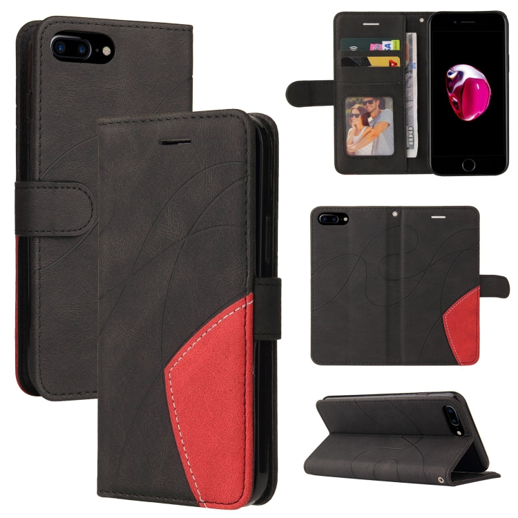 Dual-color Splicing Horizontal Flip PU Leather Case with Holder & Card Slots & Wallet For iPhone 8 Plus / 7 Plus